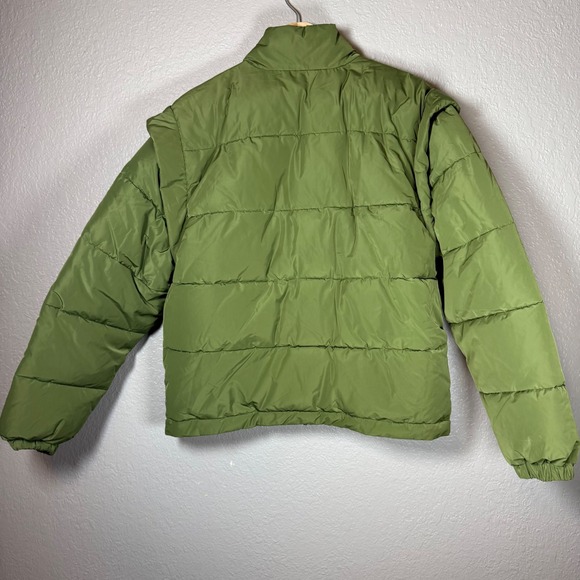 WeWoreWhat Olive Green Puffer Jacket or Vest Removable Sleeves XS NWOT - Picture 2 of 10